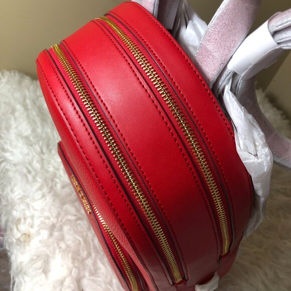 New Michael Kors Jaycee Medium Backpack Bright Red/Gold - Picture 5 of 7